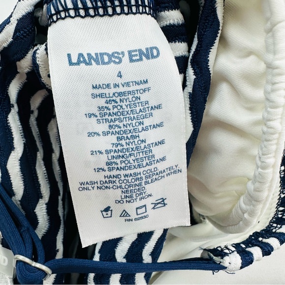 Lands’ End Navy White Striped Tankini Top Size 4 - Picture 8 of 8